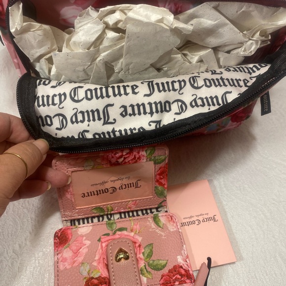 Juicy couture Womans bag backpack wallet 2pc set blush pink floral roses BNWT